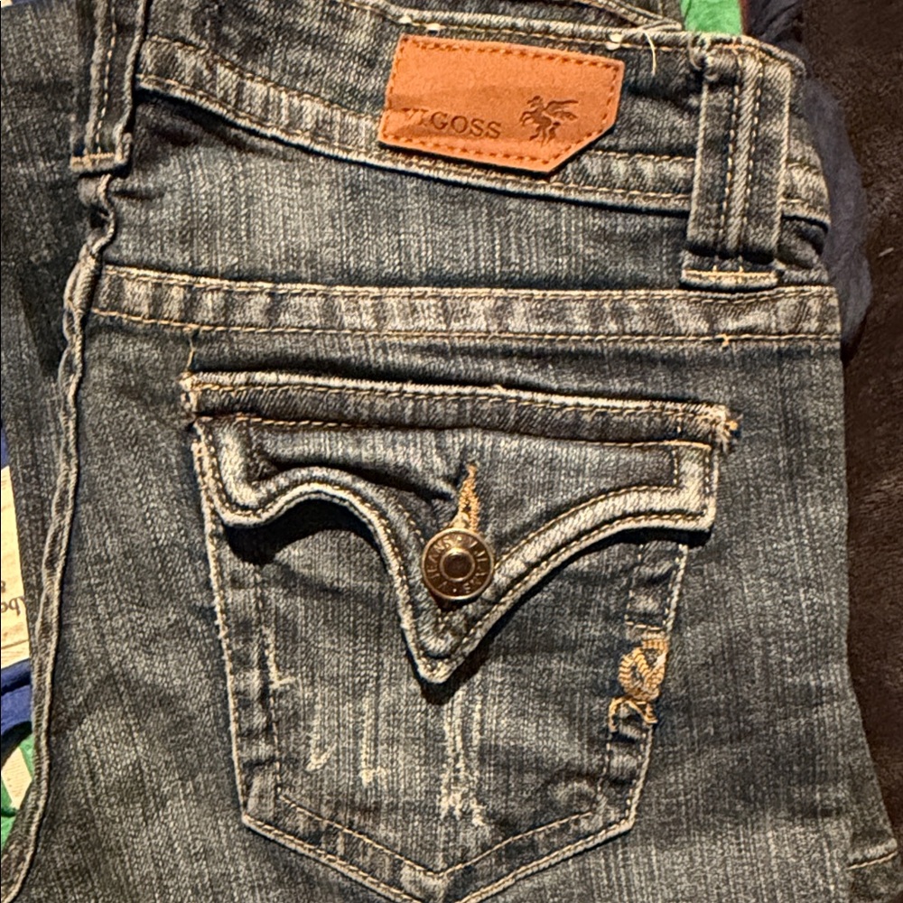 Y2K Vigoss Faded Indigo Pocket Jeans with Leather Logo